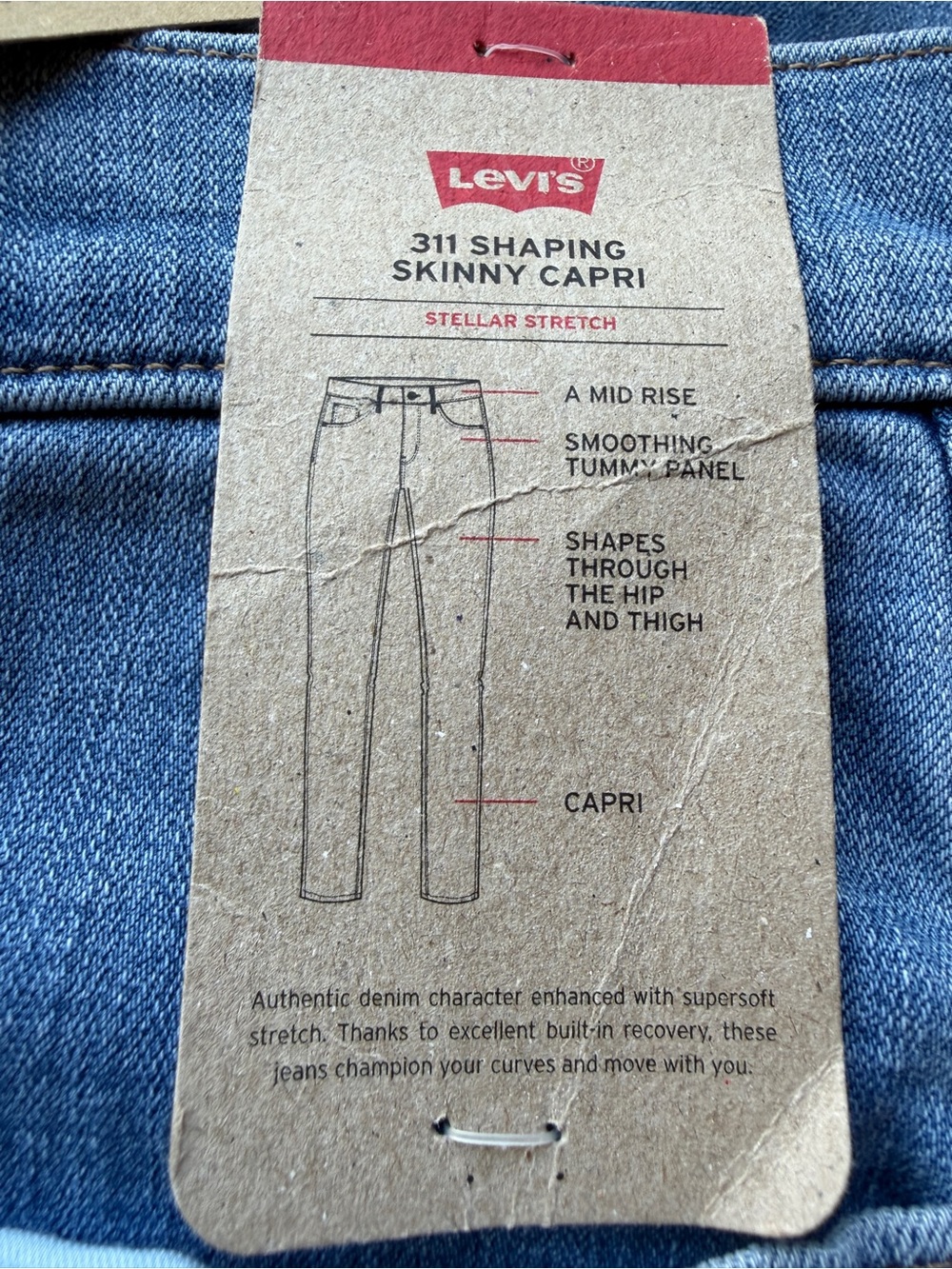 Levi's 311 Shaping Skinny Capri Jeans Mid Rise Tummy Control Light Wash 18W NEW - Picture 8 of 14